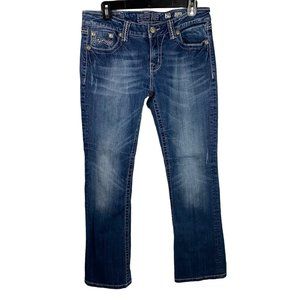 Miss Me Jeans Women’s Size 29 Easy boot‎ cut blue Denim Embellished Pockets